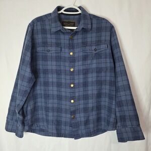 Vintage Smith + Rogue Men's Cotton Flannel Shirt Medium Blue Plaid Button Up